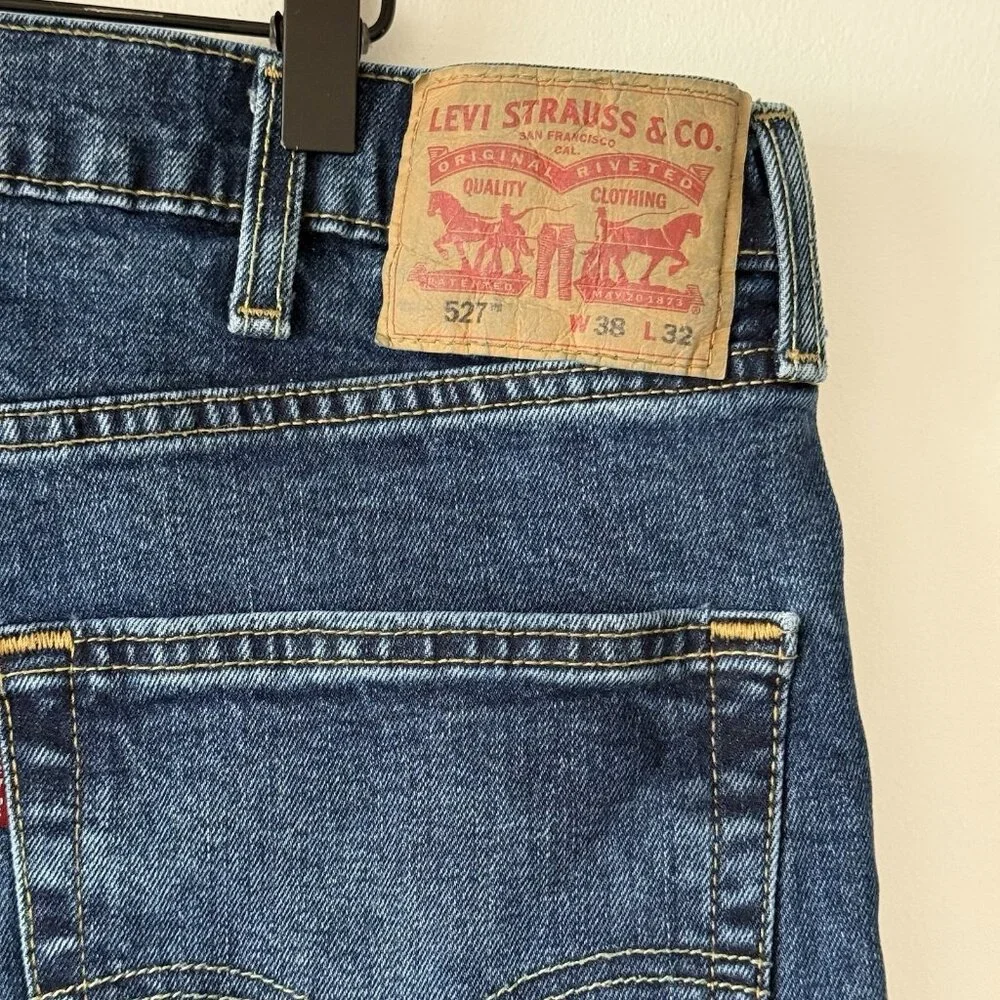 Levi's 527 Mid Rise Bootcut Jeans‎ Size 38x32 Blue Stretch Denim Western Cowboy